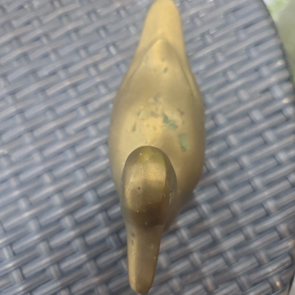 Vintage Solid Brass Duck Green Patina Tarnish Easter Cottage Cabin Core